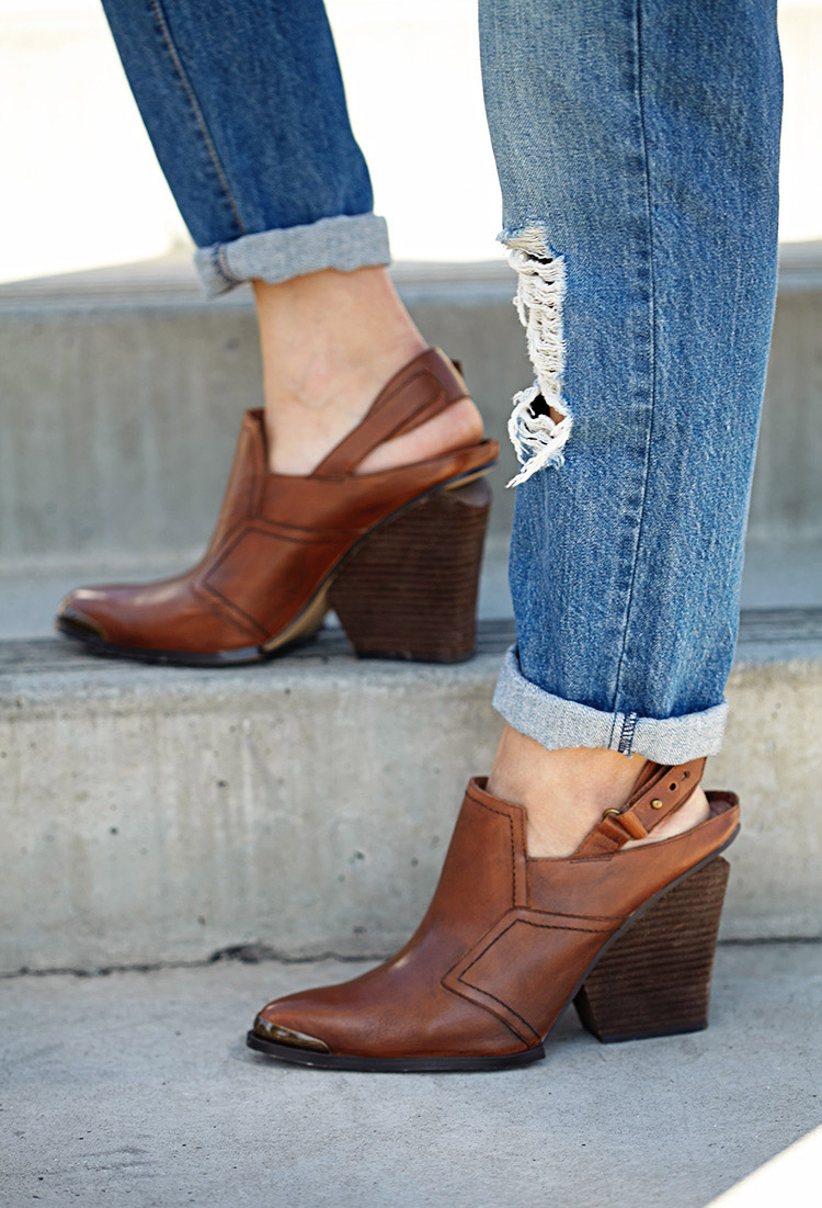 promenade booties in brown fabric