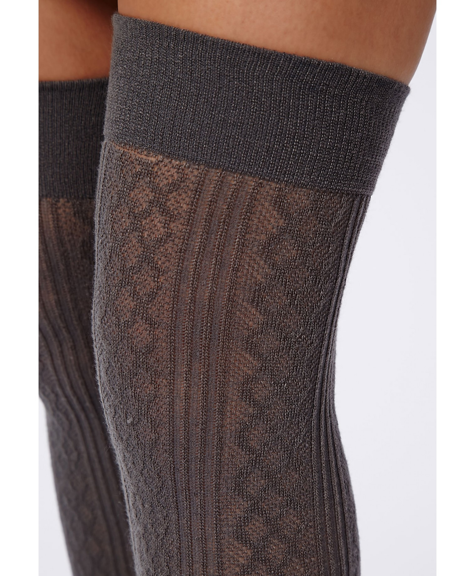 Missguided Mairead Acrylic Cable Knit Over The Knee Socks Grey In Gray