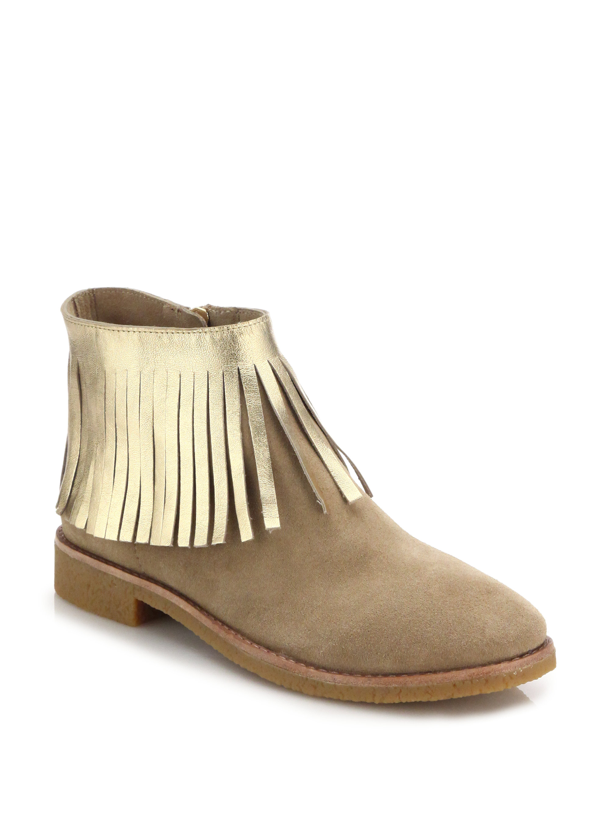 Lyst Kate Spade New York Betsie Too MetallicFringed Suede Ankle