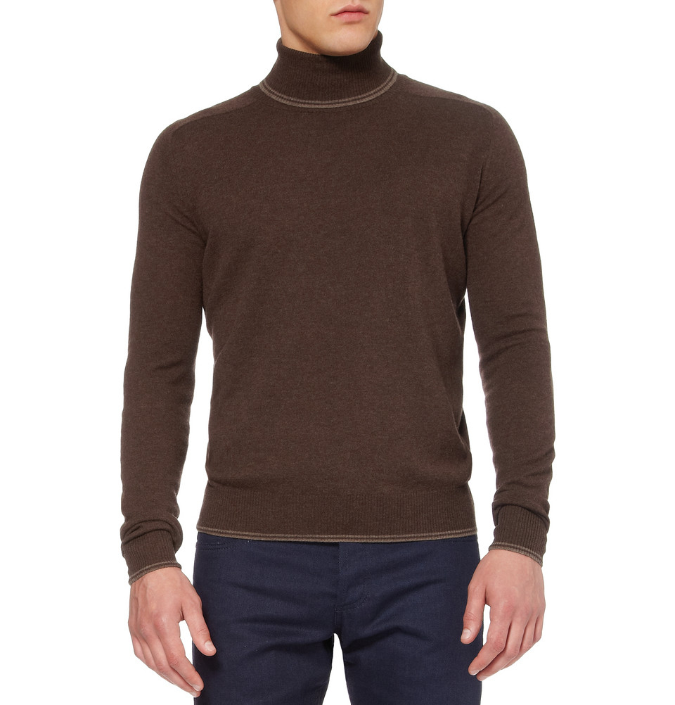 Lyst - Canali Wool Rollneck Sweater in Brown for Men