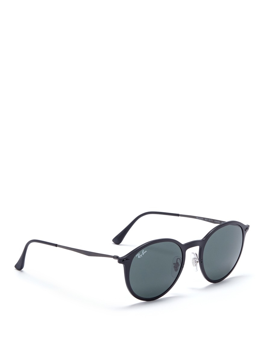 Lyst - Ray-Ban 'rb4224 Light Ray' Titanium Temple Round Sunglasses in Black