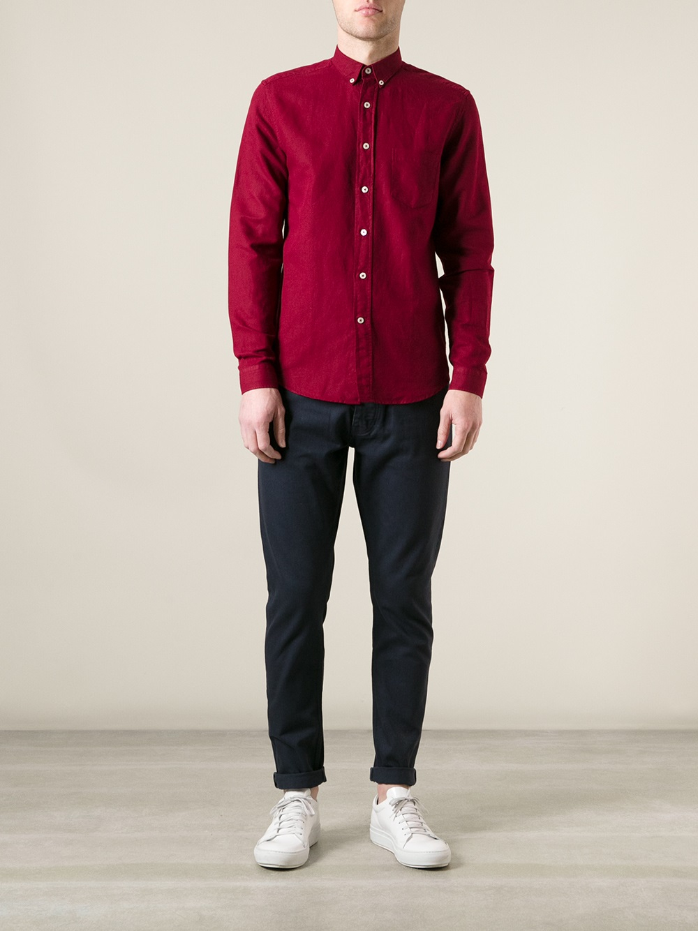 Lyst - Ami Button Down Shirt in Red for Men
