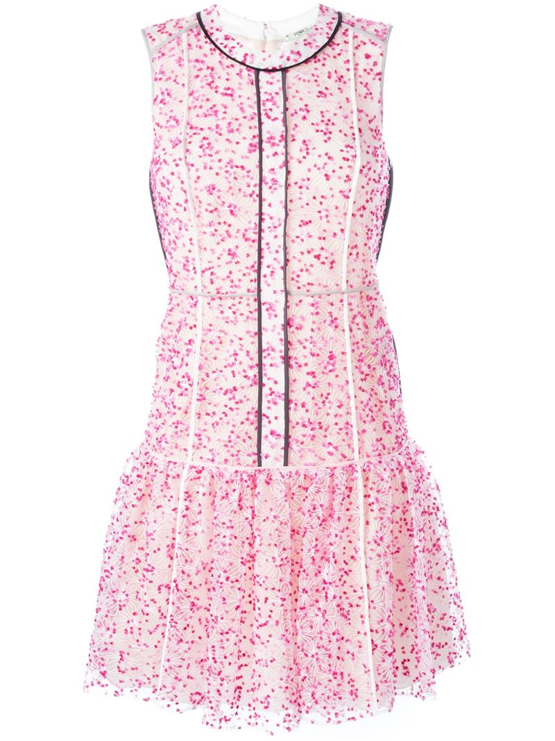 Fendi Embroidered Tulle Dress in Pink | Lyst