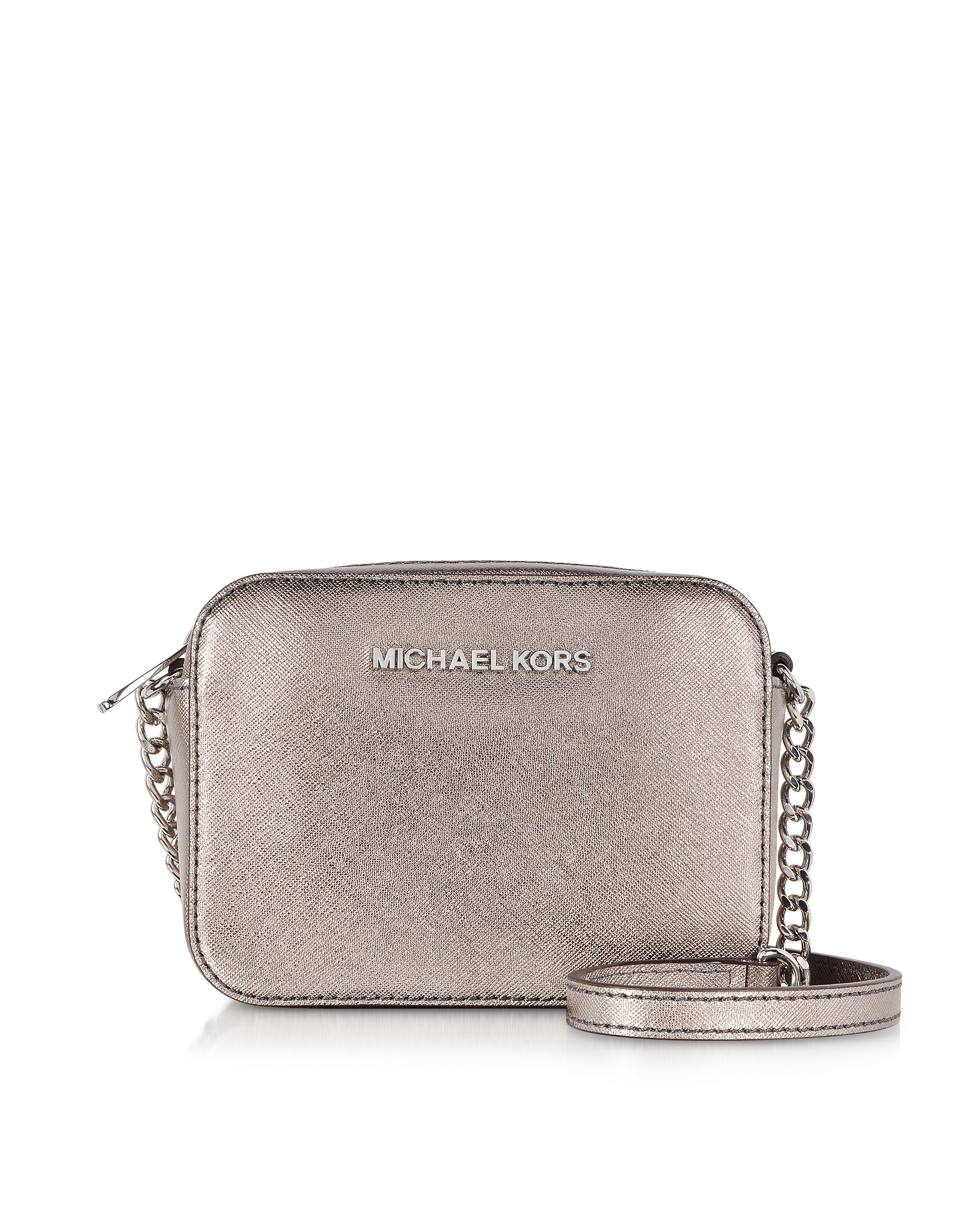 Lyst Michael Kors Nickel Jet Set Travel Crossbody Bag In Pink Gallery Women S Michael By Kors