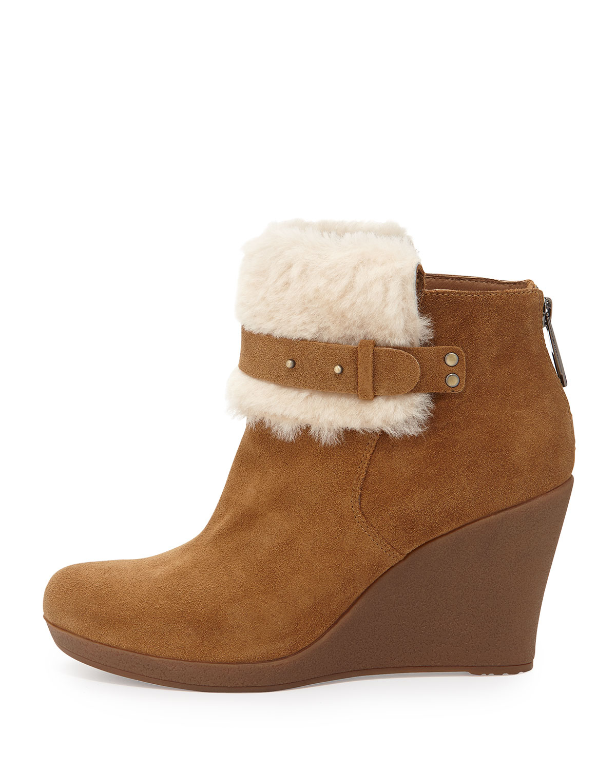 Ugg Antonia Sheepskin Wedge Bootie in Brown (CHESTNUT) | Lyst