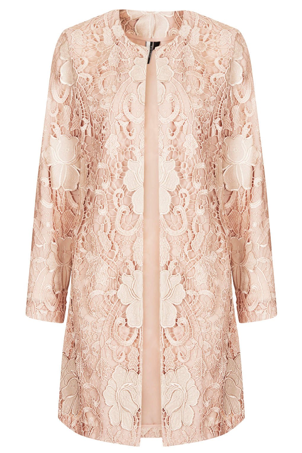 Lyst - Topshop Lace Overlay Coat in Natural