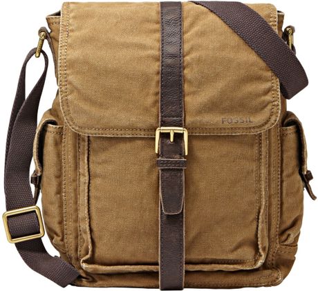 Fossil Estate Casual Cotton Canvas North-South Commuter Bag in Khaki ...