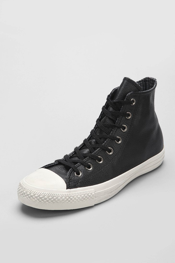 mens black leather converse high tops 