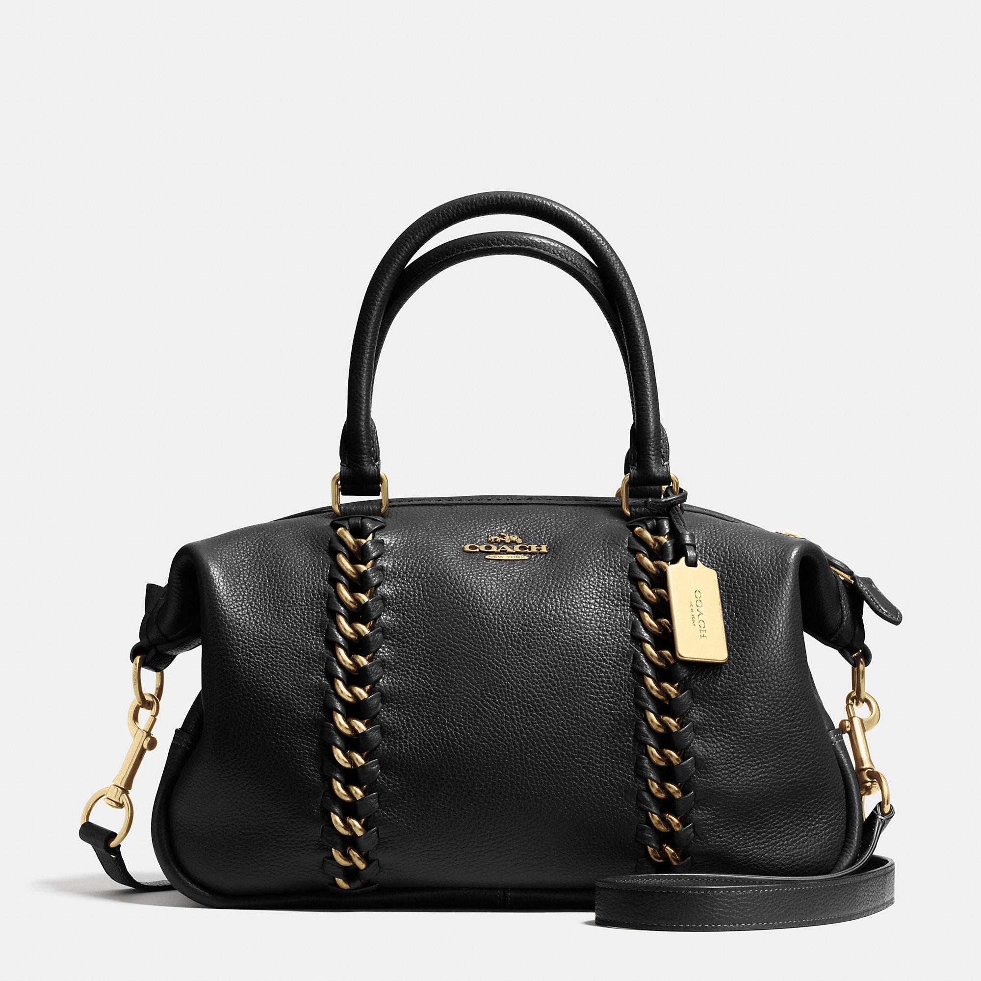 Lyst - Coach Central Whiplash Leather Satchel in Black