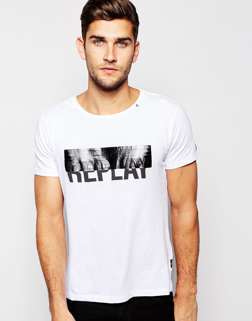 Replay T-shirt Logo Plastisol Print in White for Men - Lyst