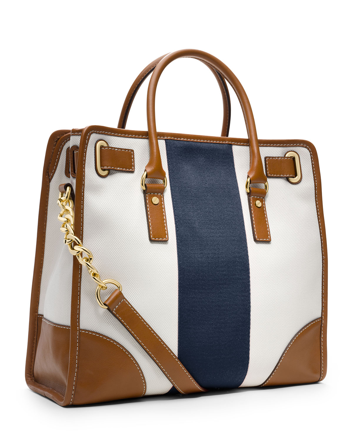Lyst - Michael Kors Michael Large Hamilton Striped Canvas Tote in Blue