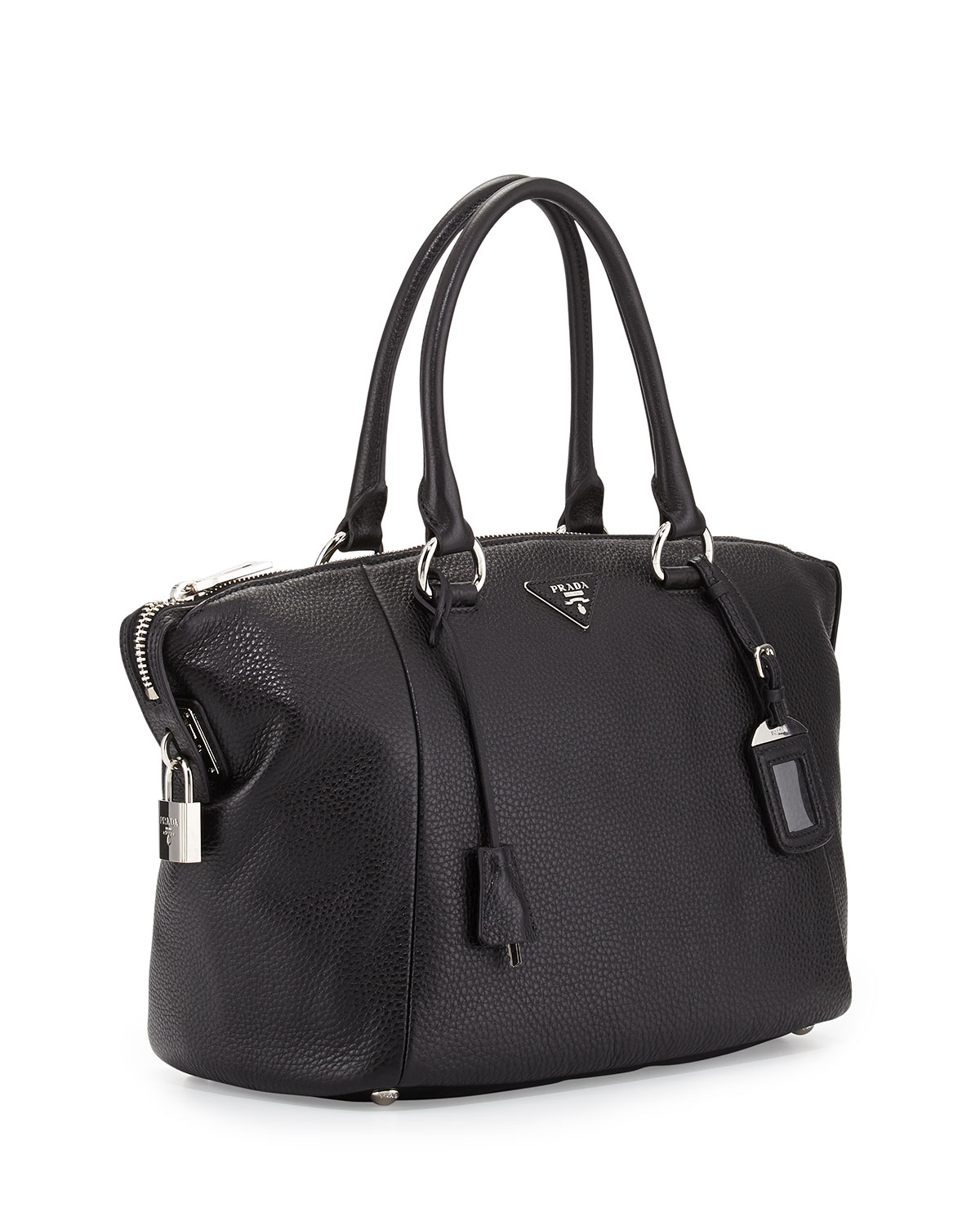 black leather prada bags - Prada Vitello Daino Satchel Bag in Black | Lyst