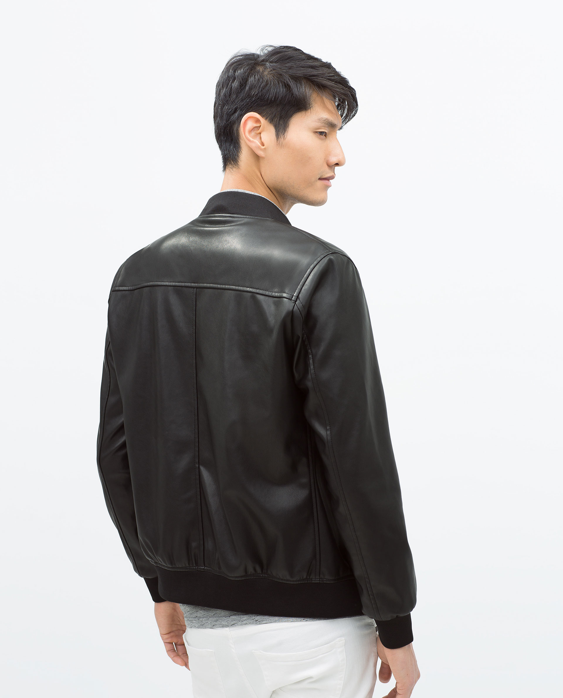 Black faux leather jacket zara
