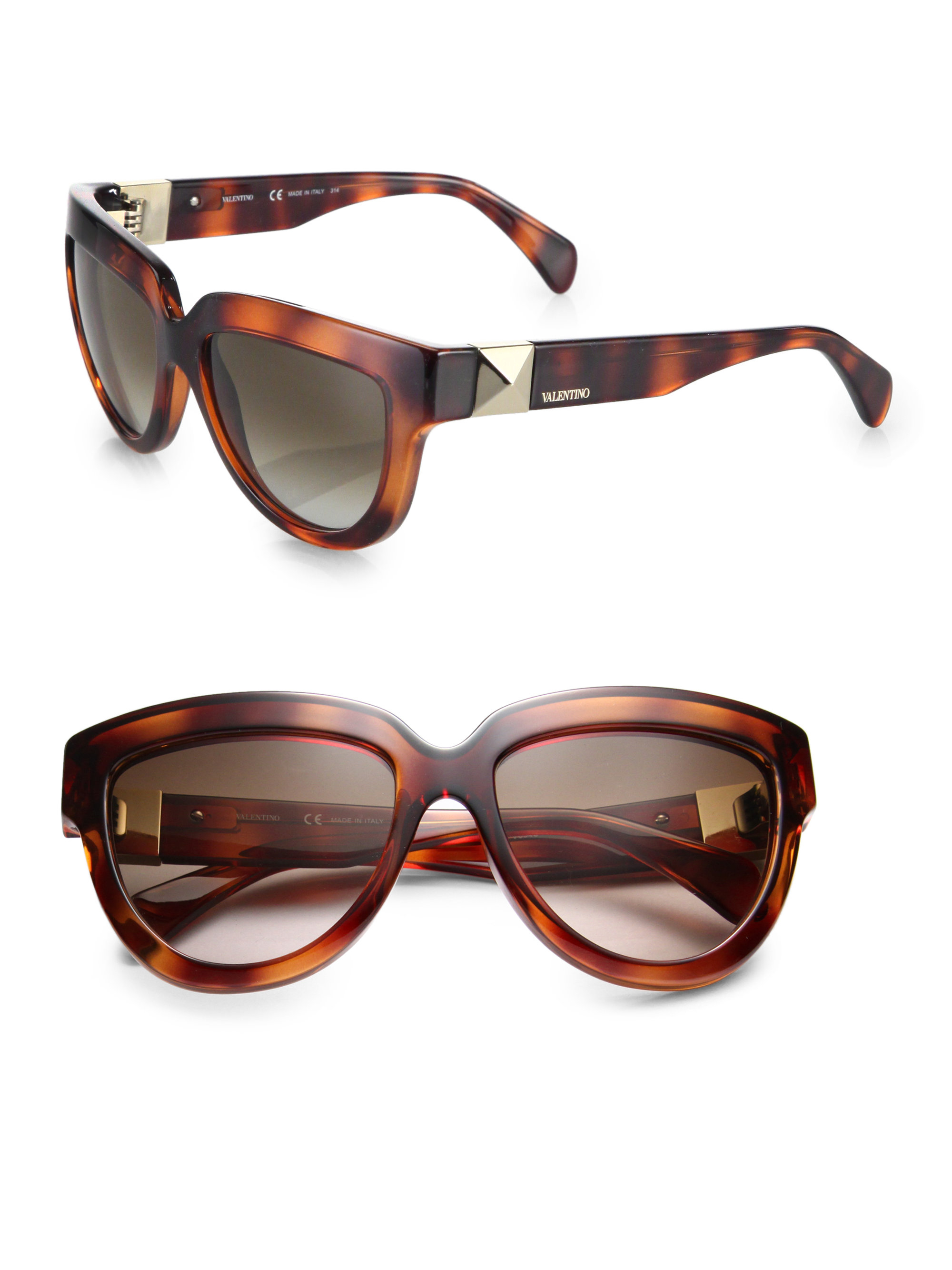 Lyst - Valentino 56Mm Pyramid-Stud D-Frame Sunglasses in Brown