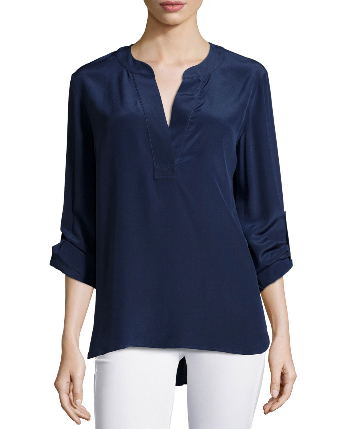 Diane von furstenberg Long-sleeve Esti Silk Blouse in Blue | Lyst