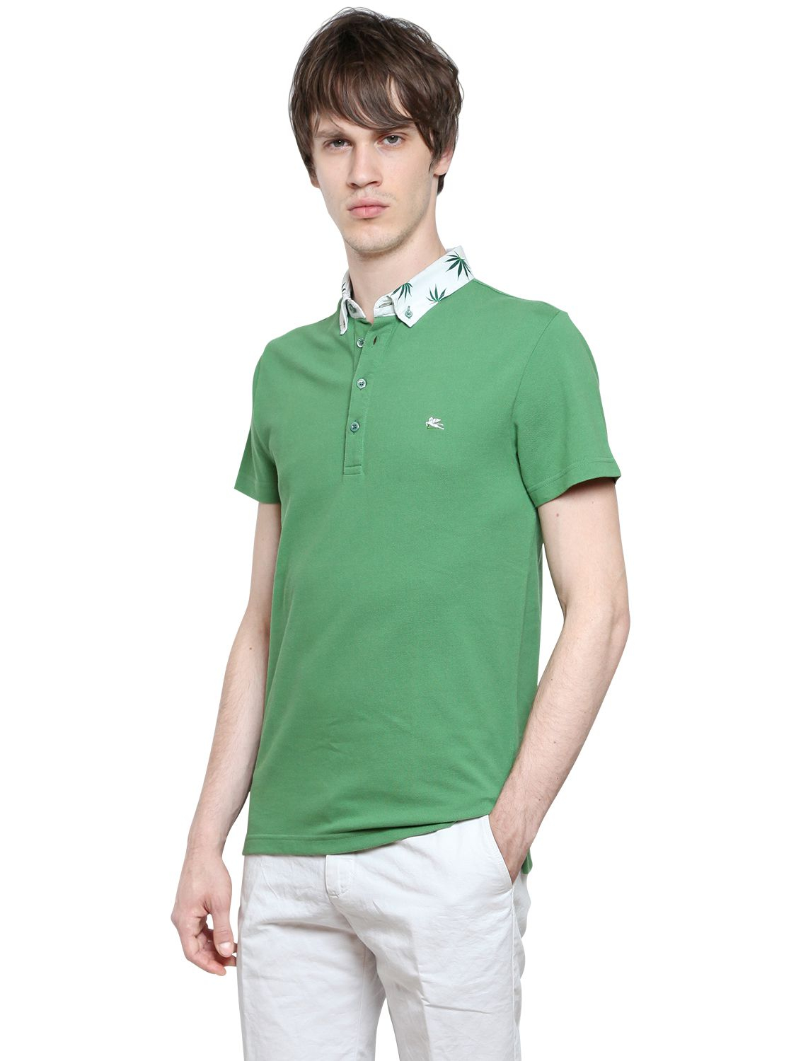 Download Lyst - Etro Cannabis Shirt Collar On Piqué Polo in Green ...