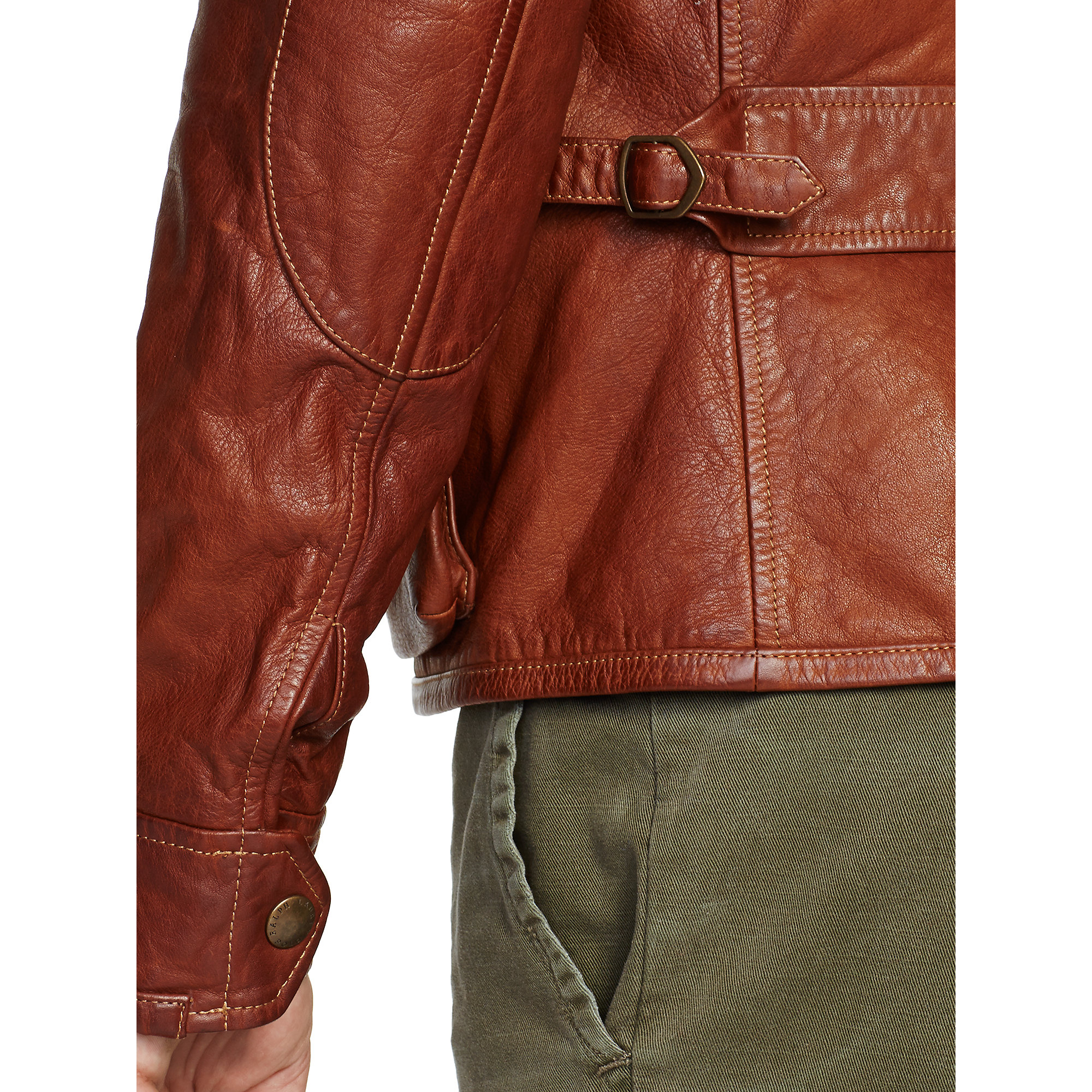 Polo Ralph Lauren Brown Leather Southbury Bike Jacket For Men