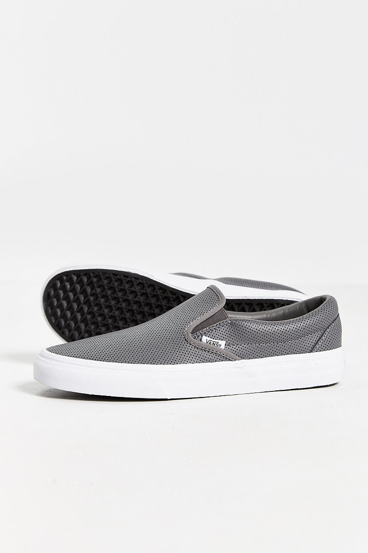 vans glacier grey leather slip ons