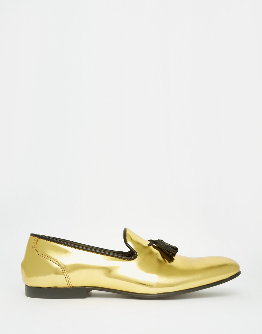 Lyst - Asos Tassel Loafers In Metallic Gold Leather in Metallic for Men