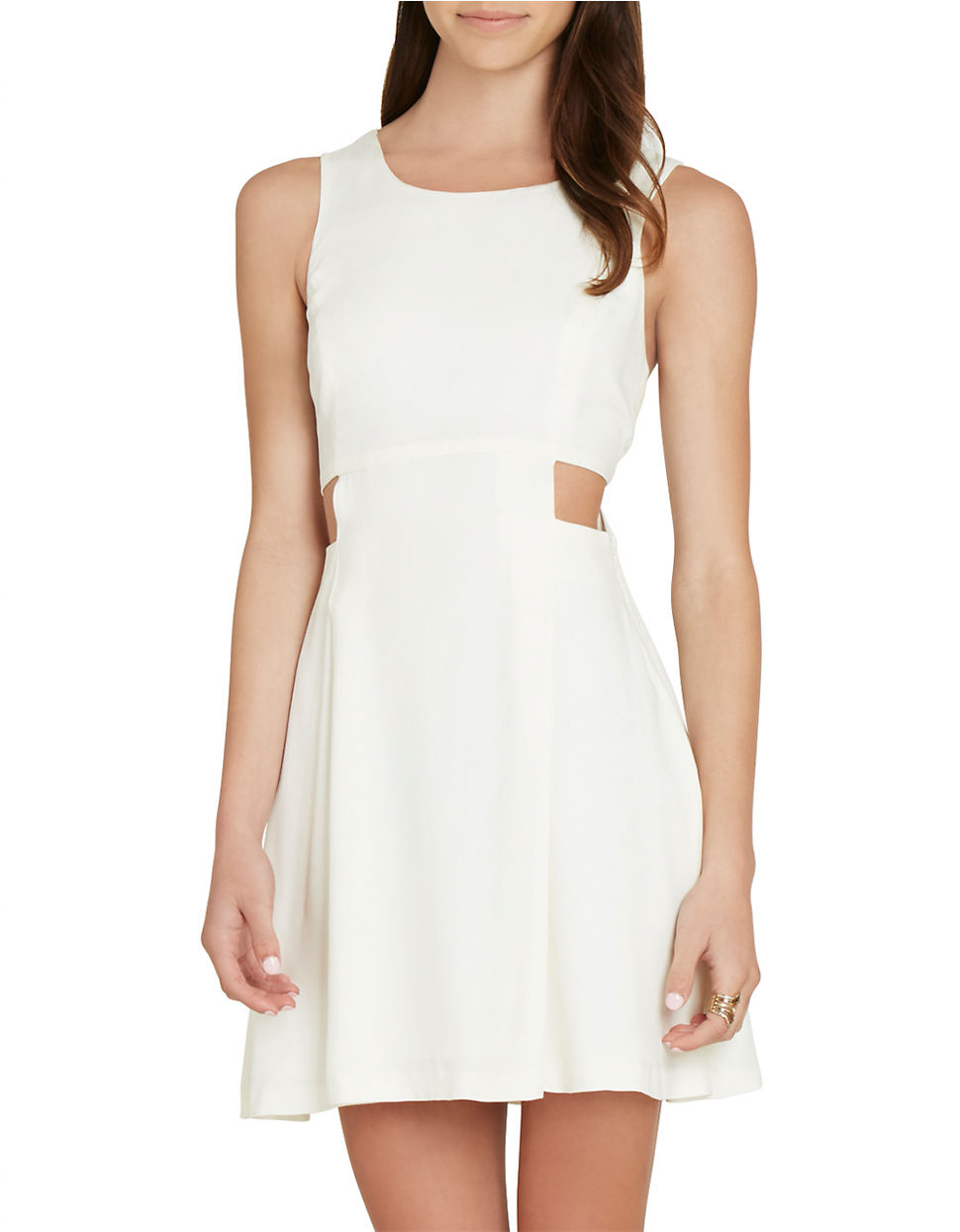 Bcbgeneration Fit-And-Flare Cutout Dress in White (Whisper White) | Lyst