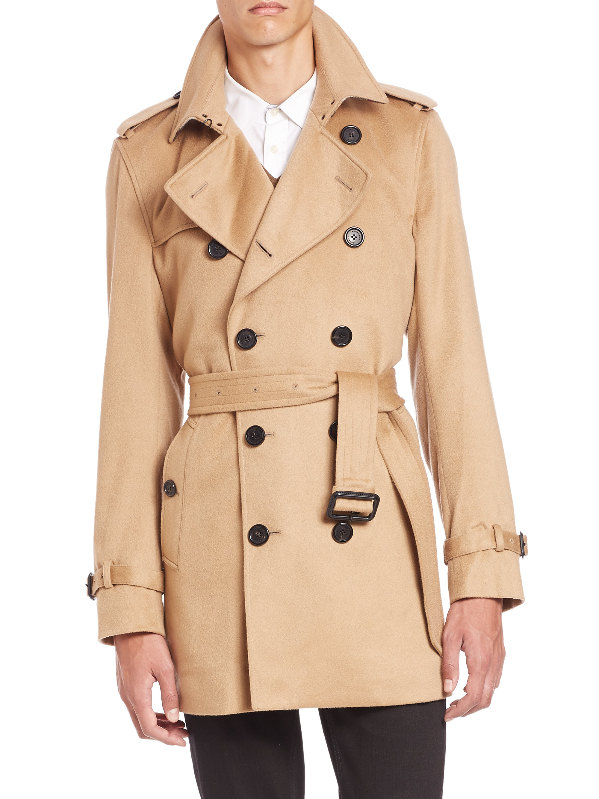 burberry kensington wool & cashmere trench coat
