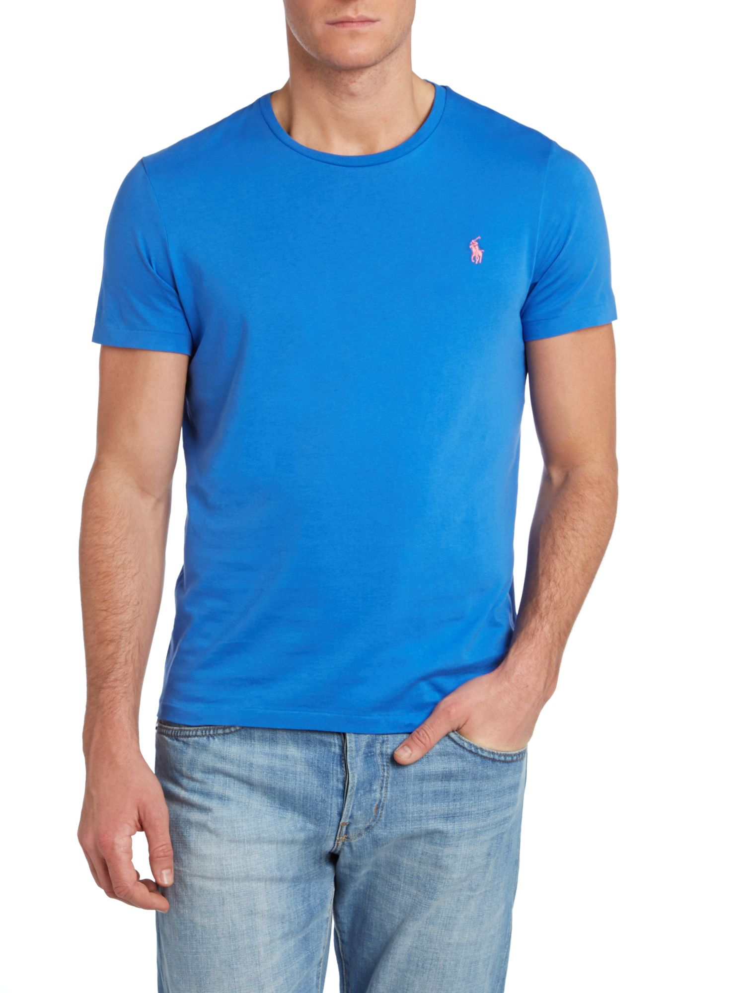 Polo ralph lauren Custom Fit Crew Neck Short Sleeve T Shirt in Blue for ...