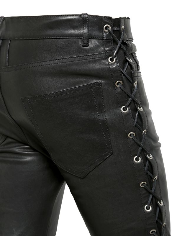 Lyst - Saint Laurent 15Cm Skinny Lace-Up Leather Jeans in Black for Men