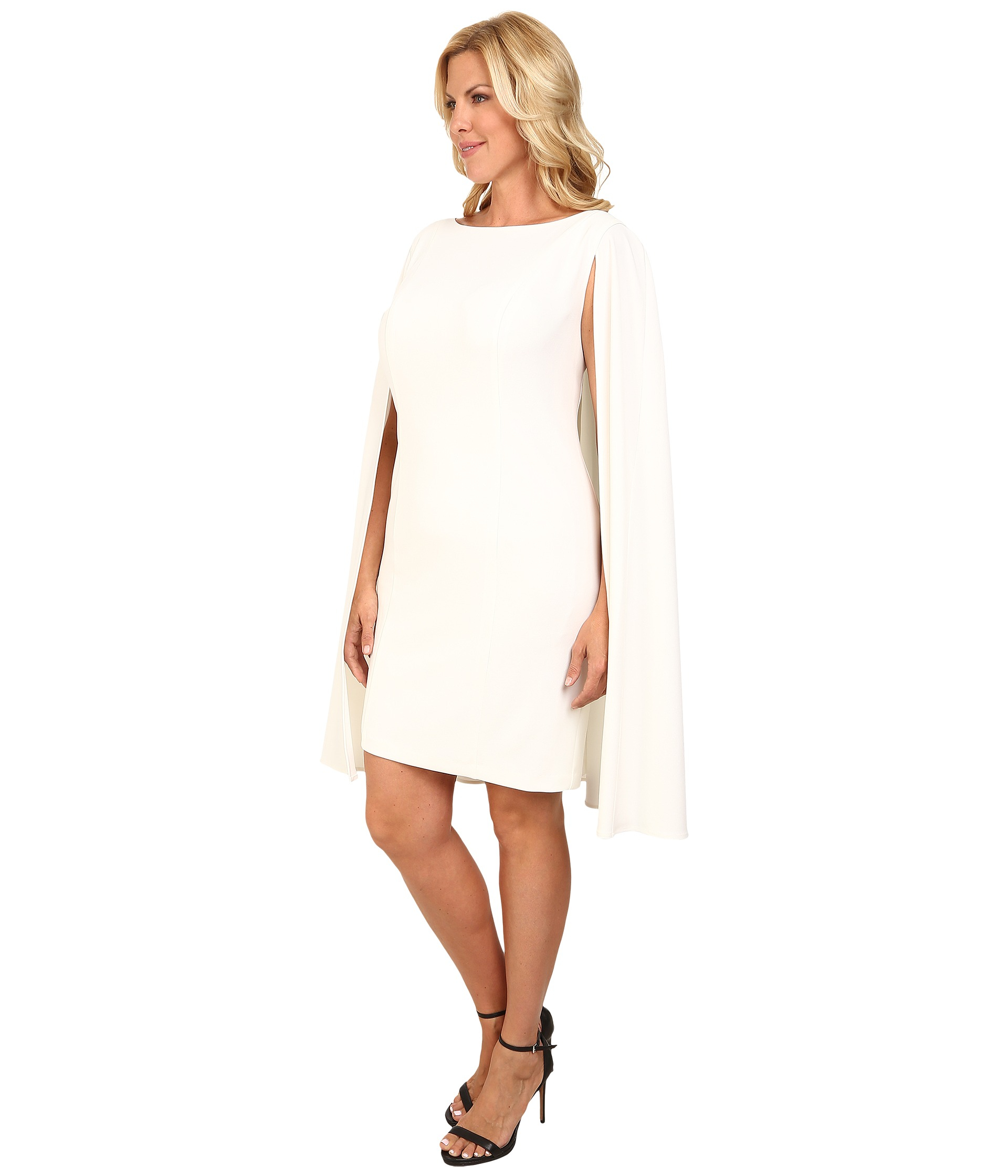 Adrianna papell Plus Size Structured Cape Sheath Dress in White | Lyst