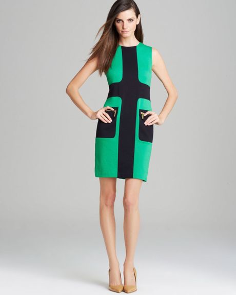 Michael Michael Kors Sleeveless Zip Pocket Dress in Green (Spring Green ...