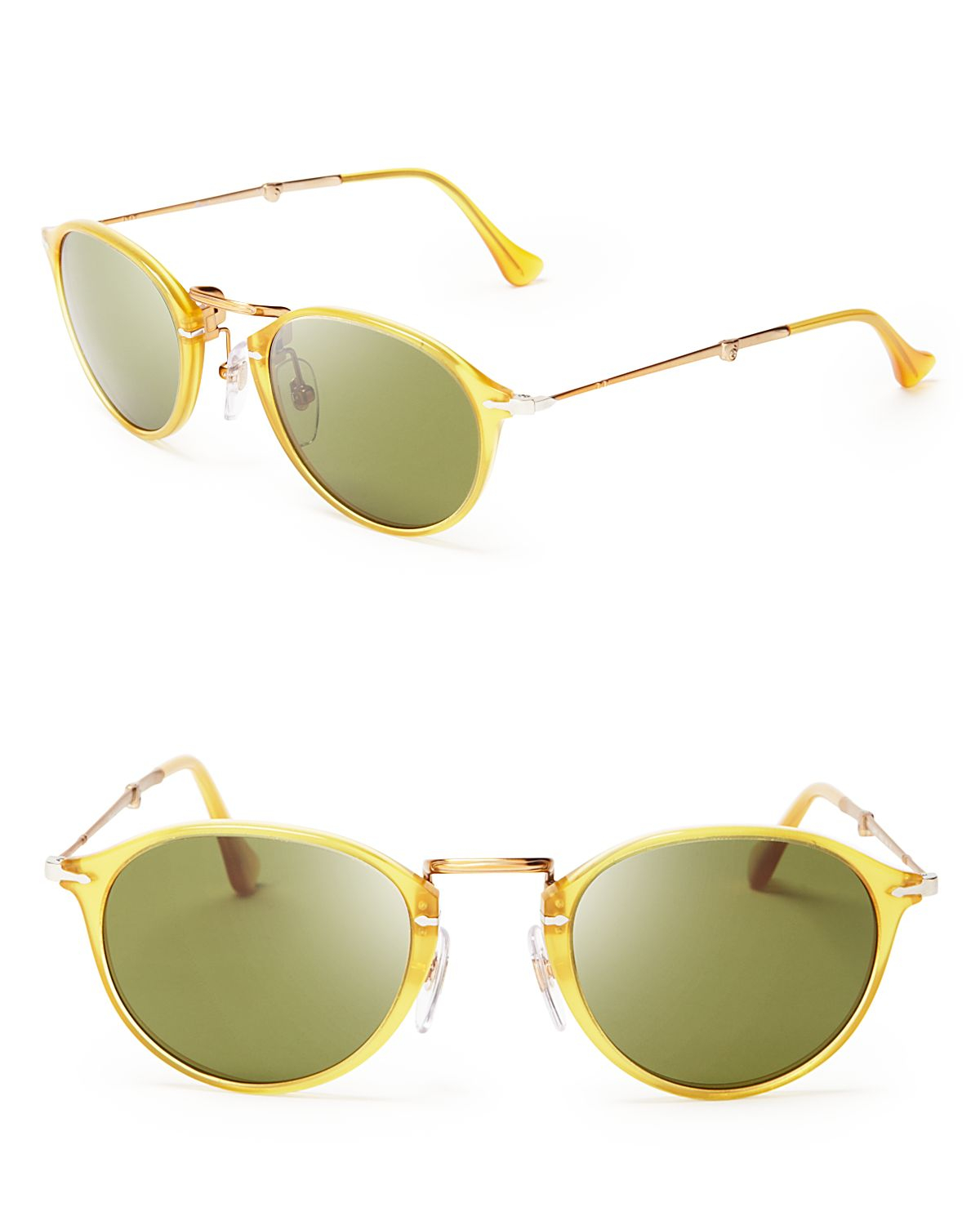 Lyst Persol Polarized Foldable Round Sunglasses in Yellow for Men