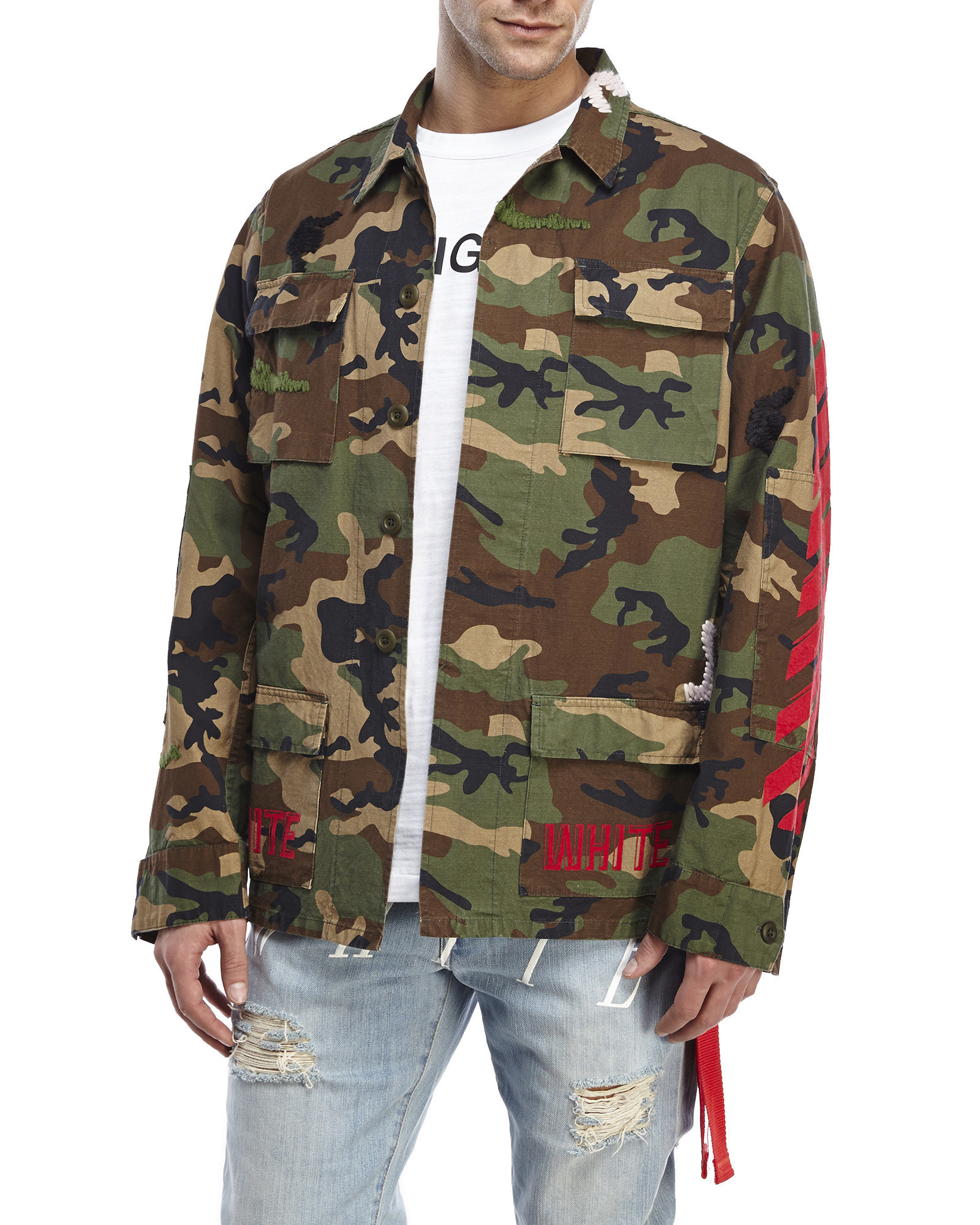 Lyst - Off-white c/o virgil abloh Patch Camouflage-Print Cotton Jacket ...