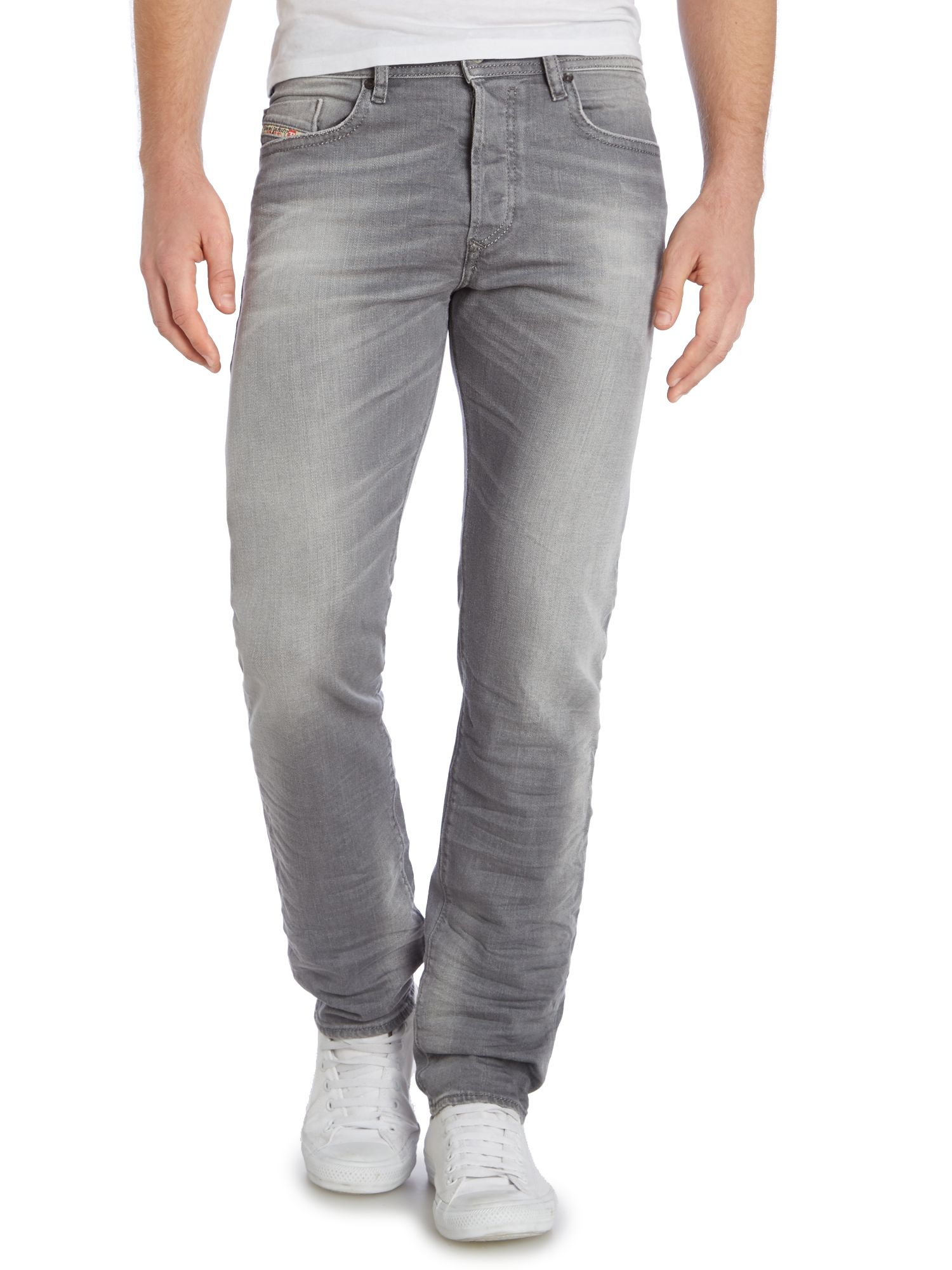 Diesel Buster 839n Tapered Fit Stretch Jeans in Gray for Men | Lyst