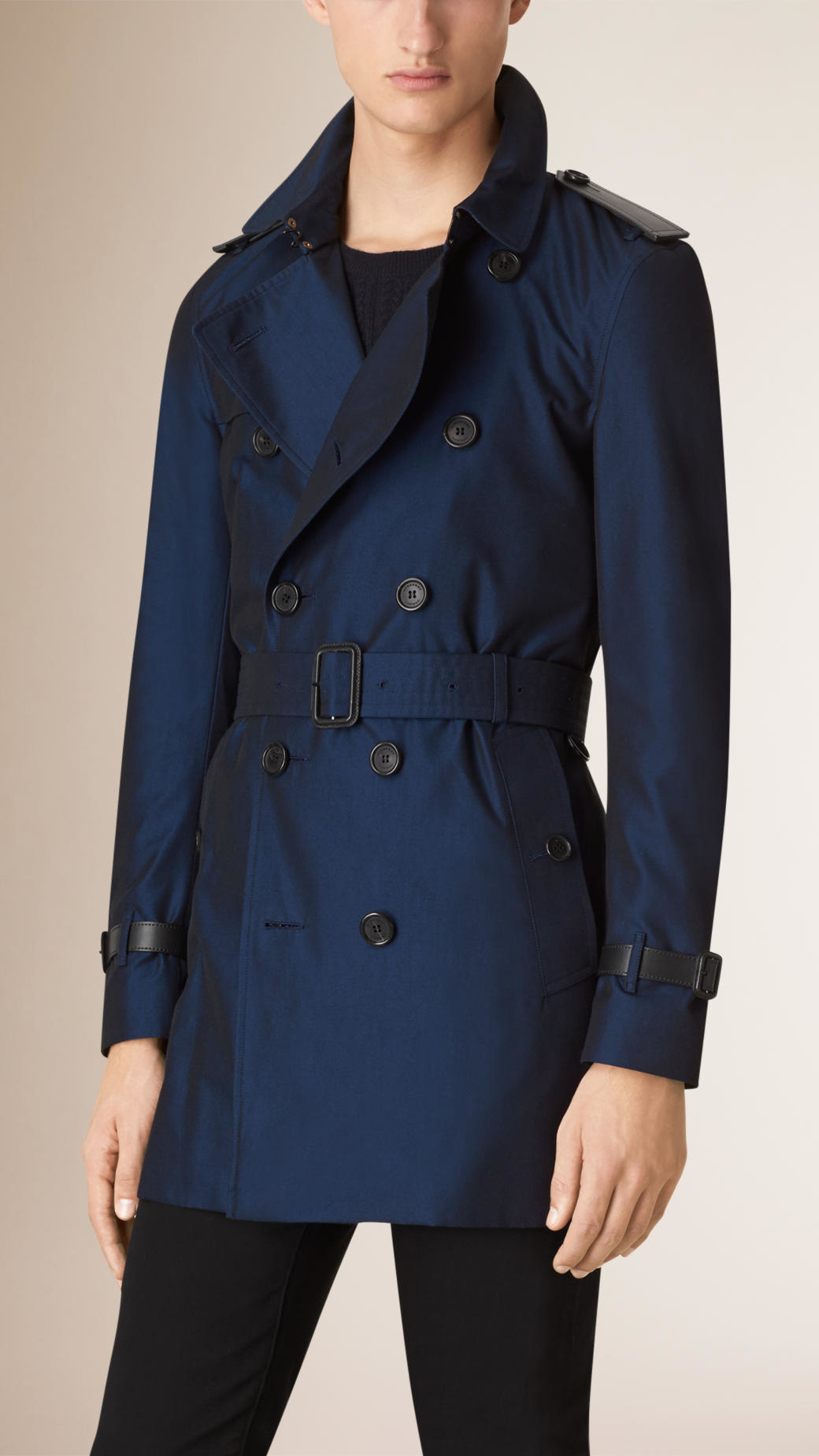 blue burberry coat