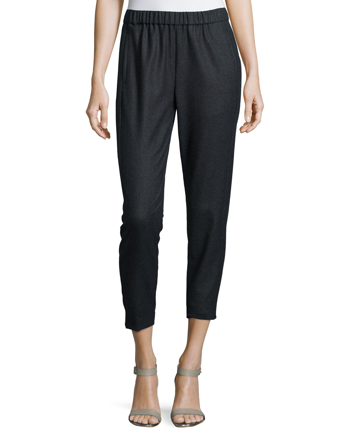 Lyst - Theory Thorene Cropped Pants in Black