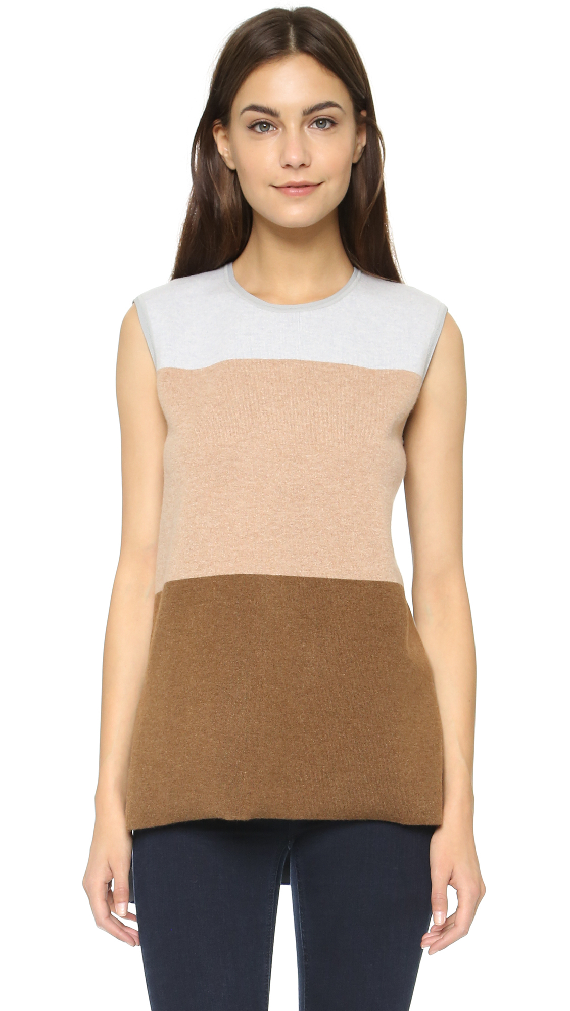 Lyst Derek Lam Sleeveless Cashmere Sweater Grey/camel/vicuna in Brown