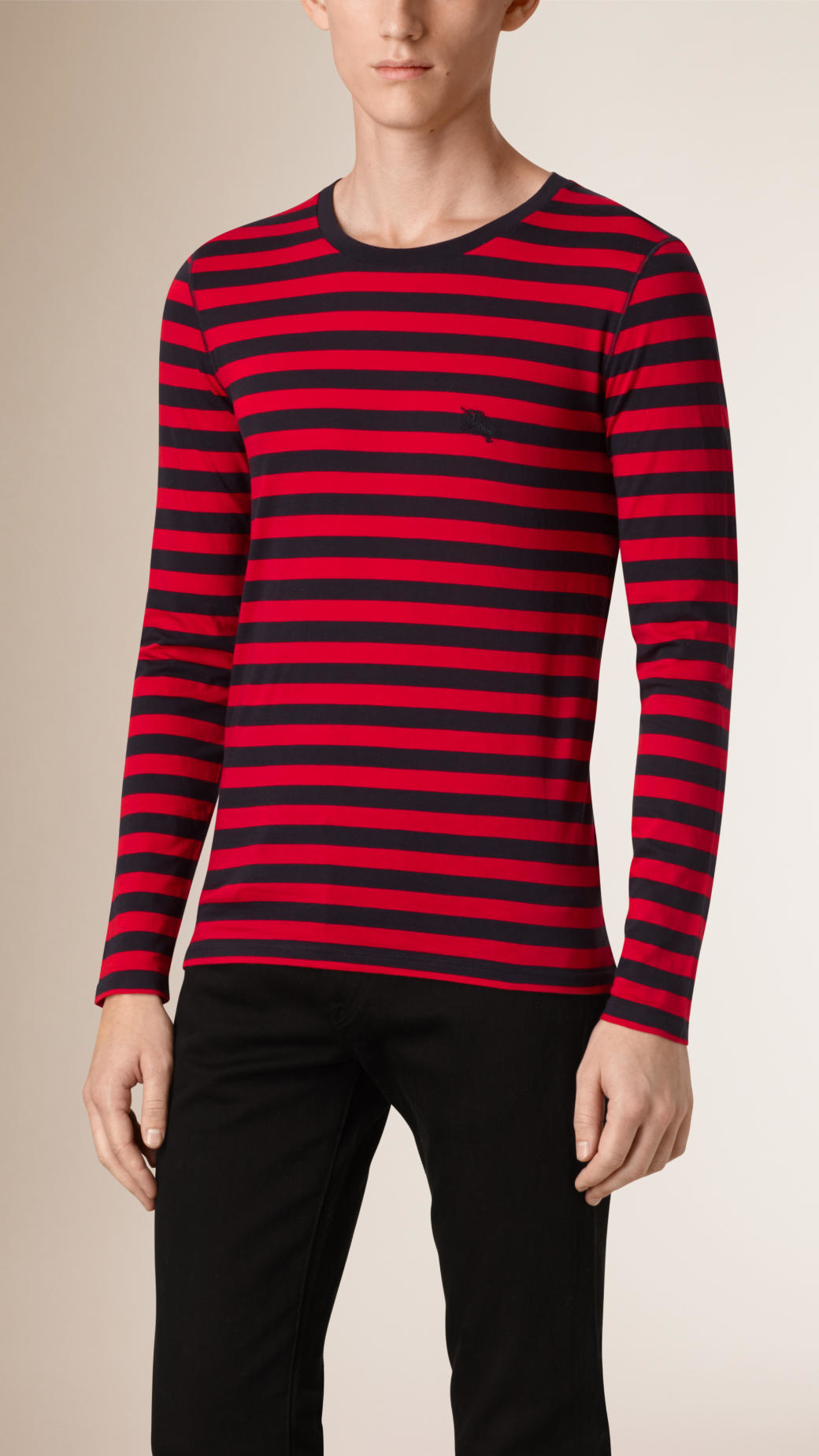 Burberry Long-sleeved Striped Cotton T-shirt In Blue For Men | Lyst