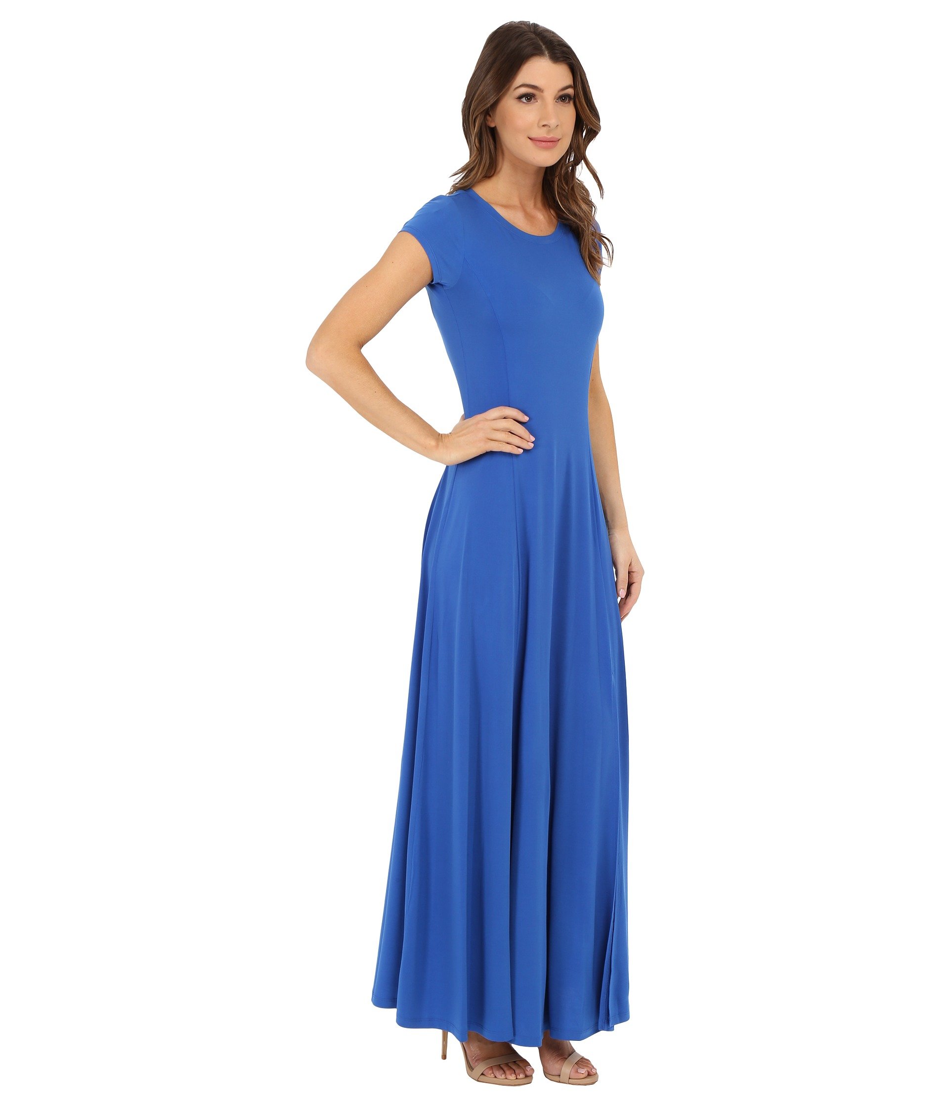 Lyst - Michael Michael Kors Cap Sleeve Slit Maxi Dress in Blue