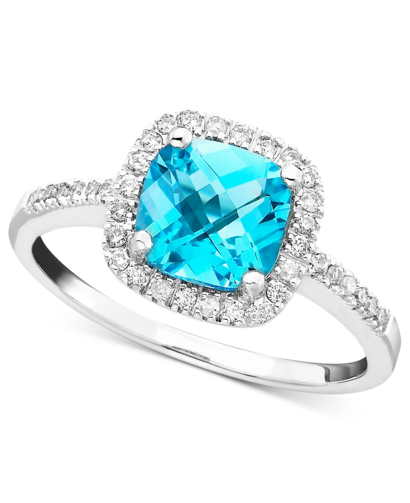 Macy's Blue Topaz (1-3/8 Ct. T.w.) & Diamond (1/5 Ct. T.w.) Ring In 10k ...