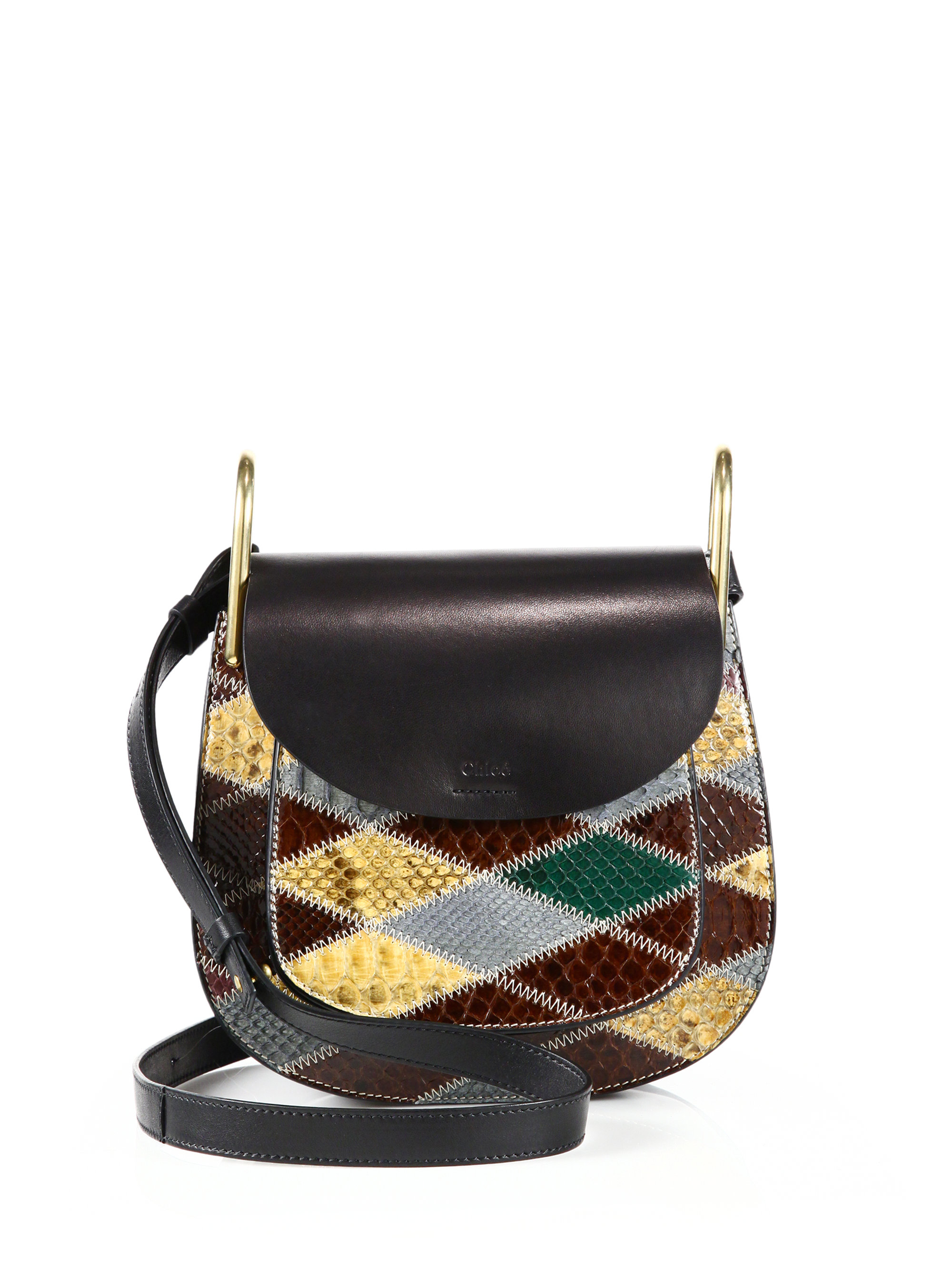 Chlo Hudson Small Patchwork Python \u0026amp; Leather Shoulder Bag in ...  