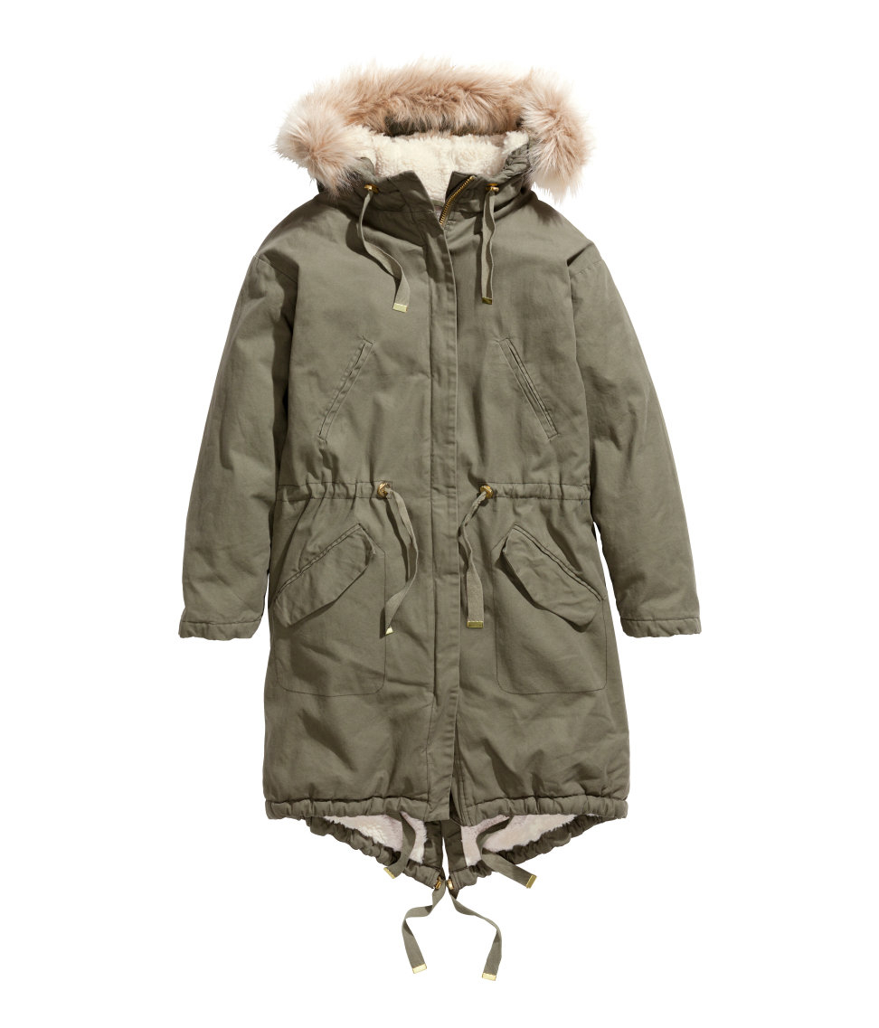 H&m PileLined Parka in Green Lyst