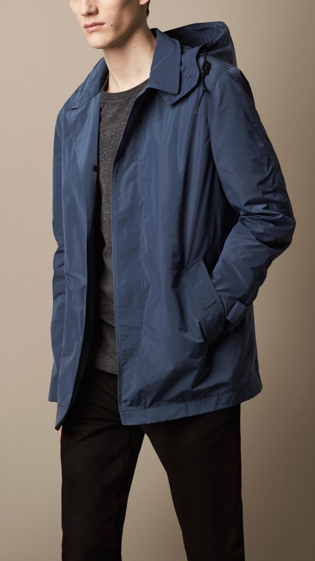 Burberry Technical Fabric Detachable Hood Jacket in Blue for Men | Lyst