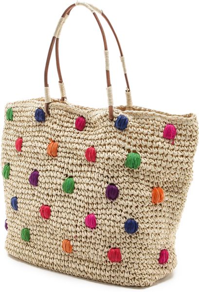 Serpui Marie Isabelli Polka Dot Tote in Beige (Colorful) | Lyst