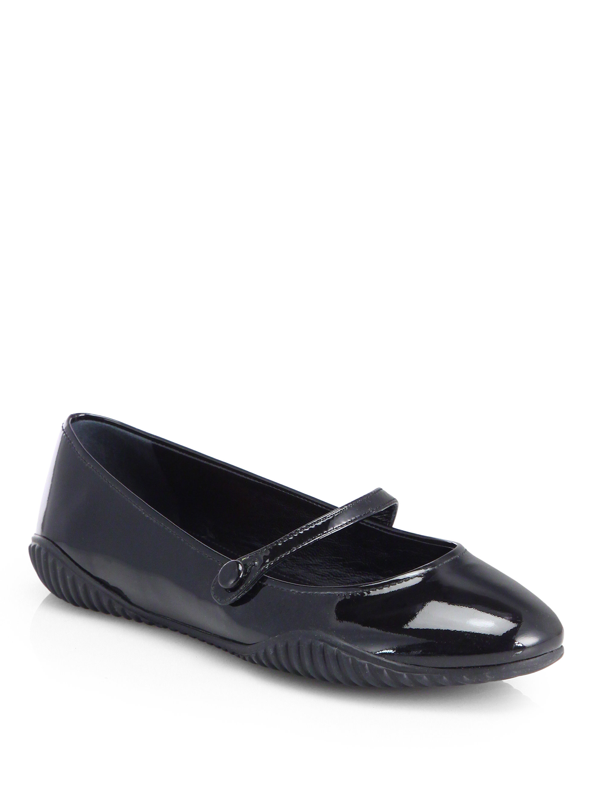 Prada Patent Leather Mary Jane Ballet Flats in Black | Lyst