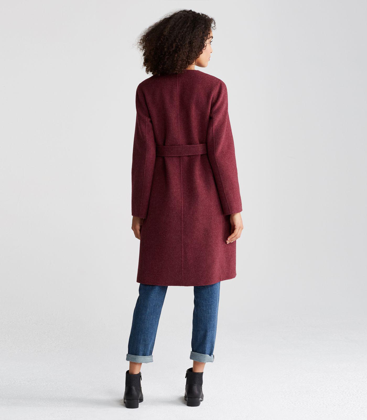Lyst - Eileen Fisher Brushed Wool Doubleface Long Belted Coat in Red