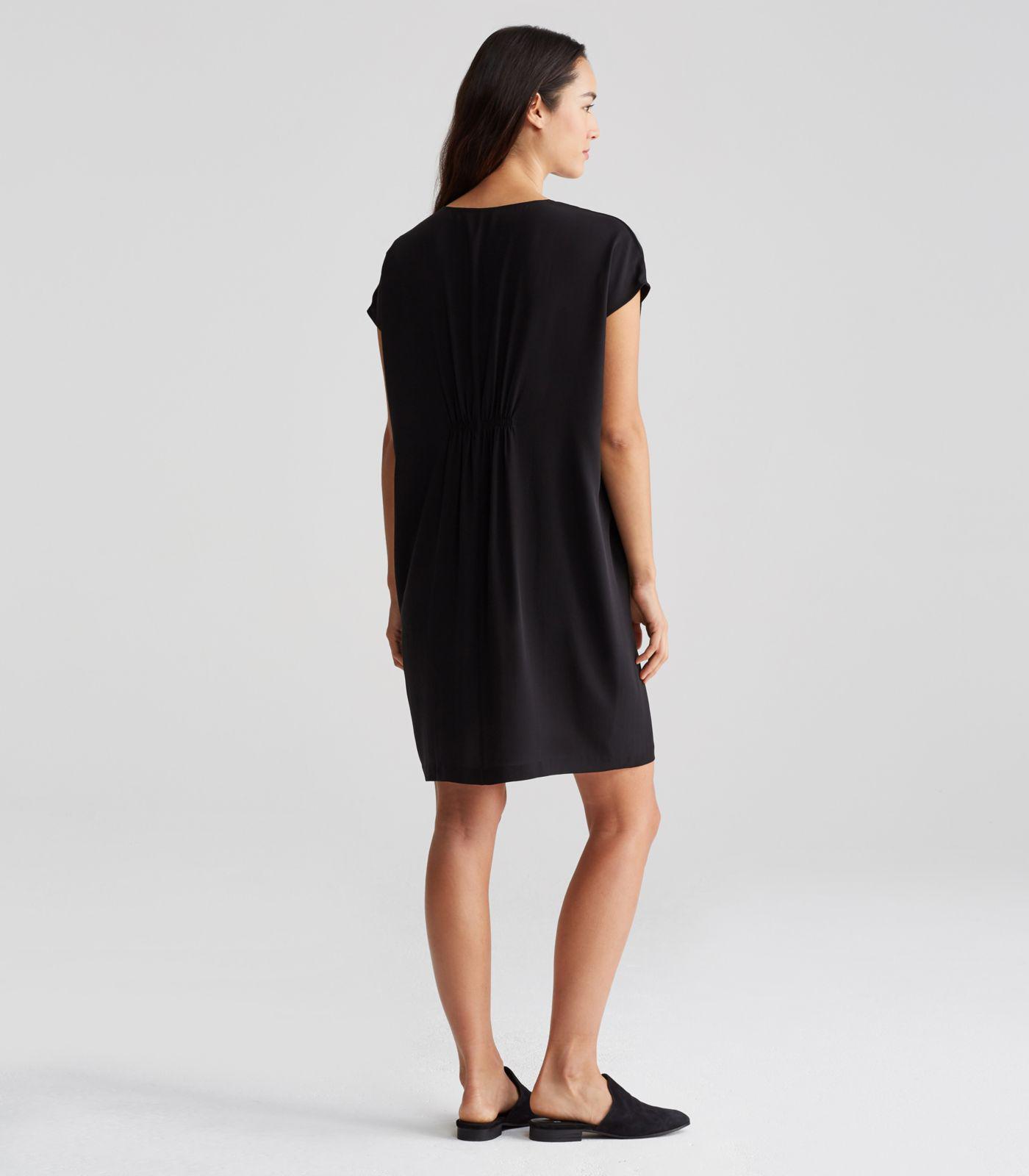 gathered v neck dress