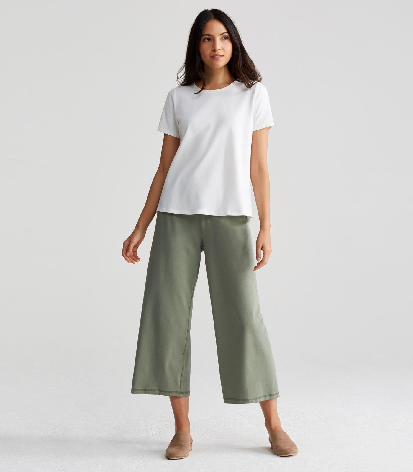 Eileen fisher Organic Cotton Stretch Jersey Cropped Wideleg Pant in