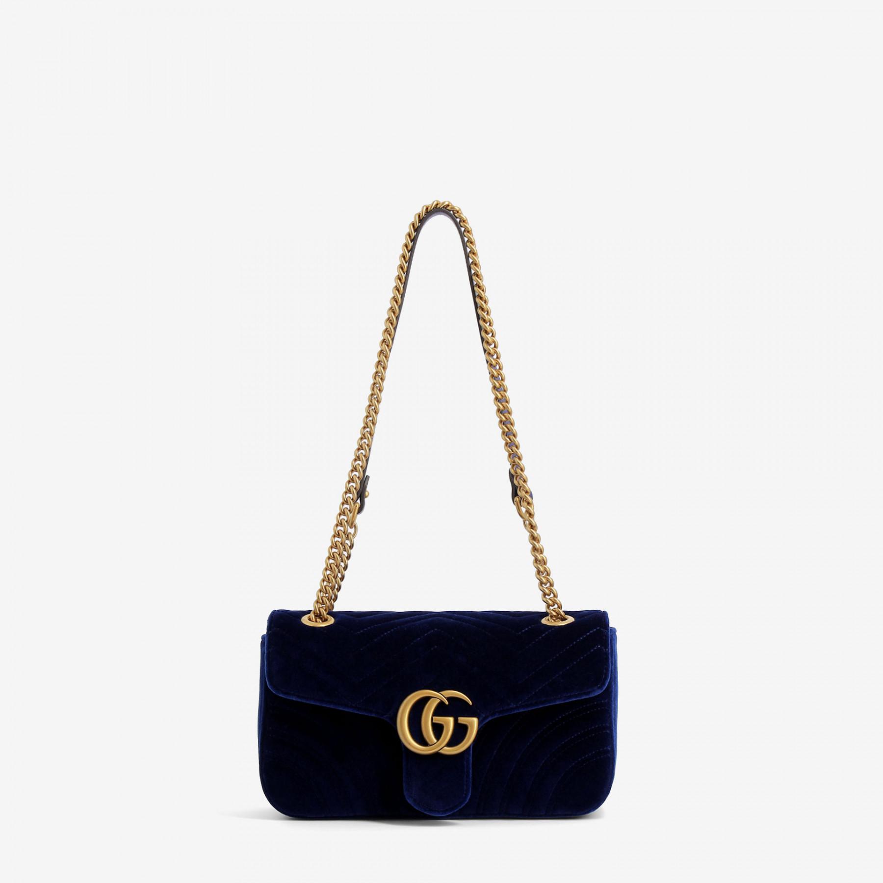 Lyst - Gucci Gg Marmont Velvet Bag in Blue
