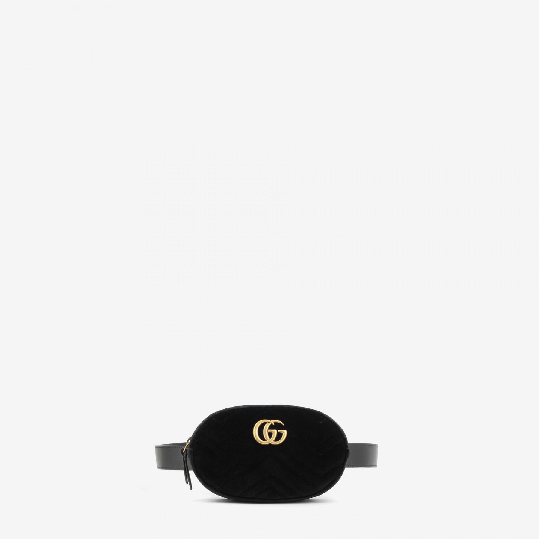Lyst - Gucci Velvet Marmont Belt Bag in Black