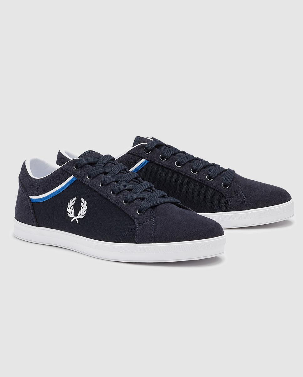 Fred Perry Blue Canvas Trainers With Side Laurel Logo for Men - Lyst