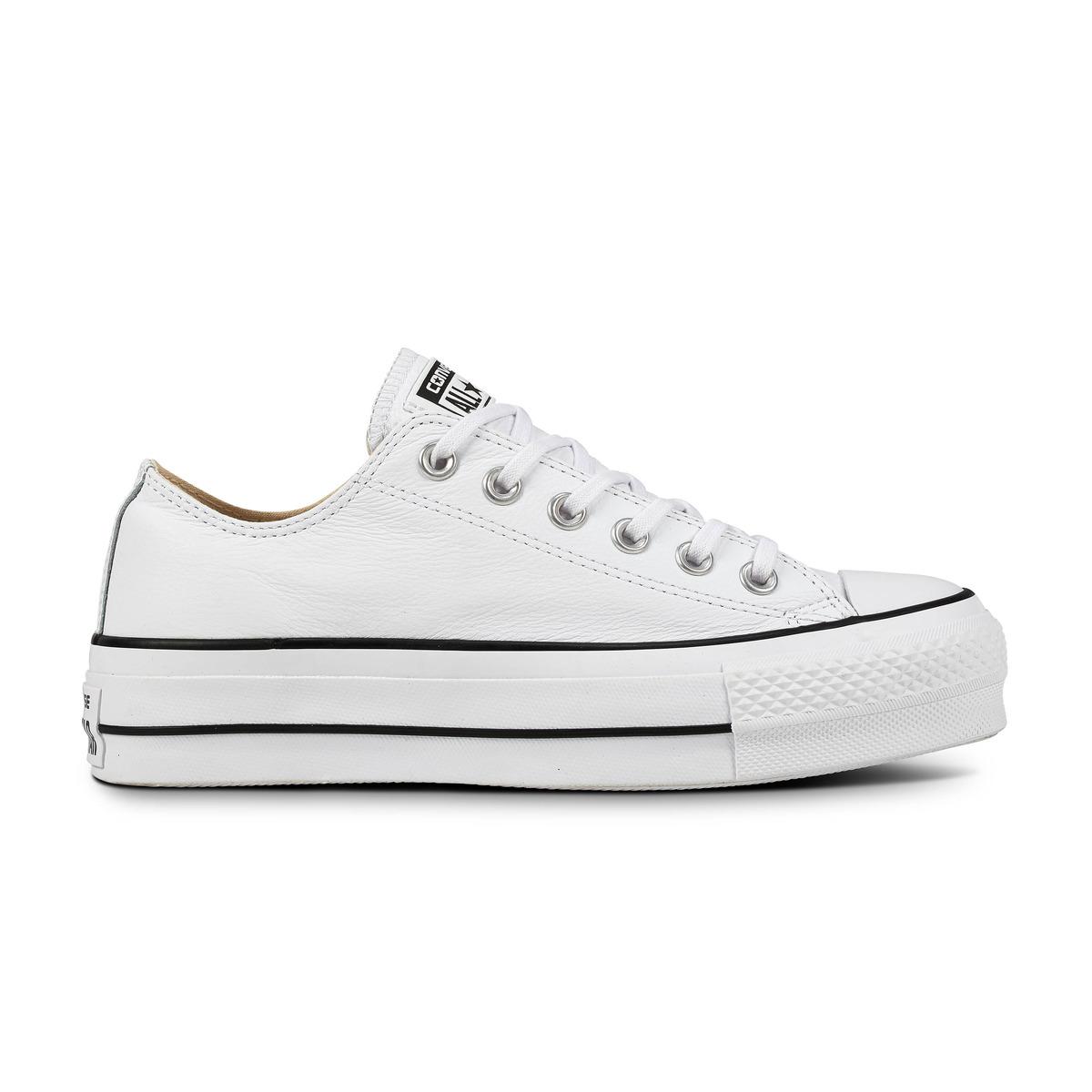 Converse Chuck Taylor All Star Lift Clean Platform Low Leather Casual Trainers in White - Lyst